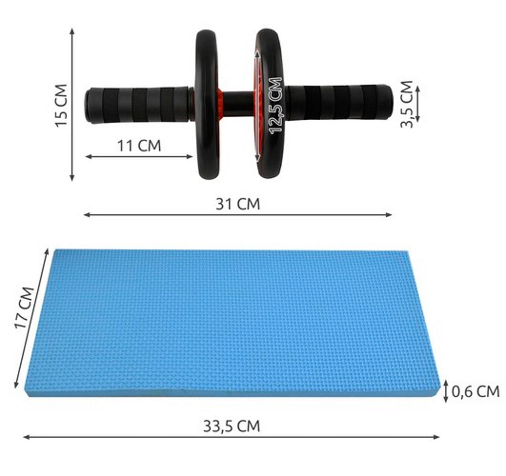 Set Roata Fitness plus o saltea pentru exercitii LifePower IdealStore pentru exercitii fizice si Tonifierea muschilor, Manere antiderapante din neopren