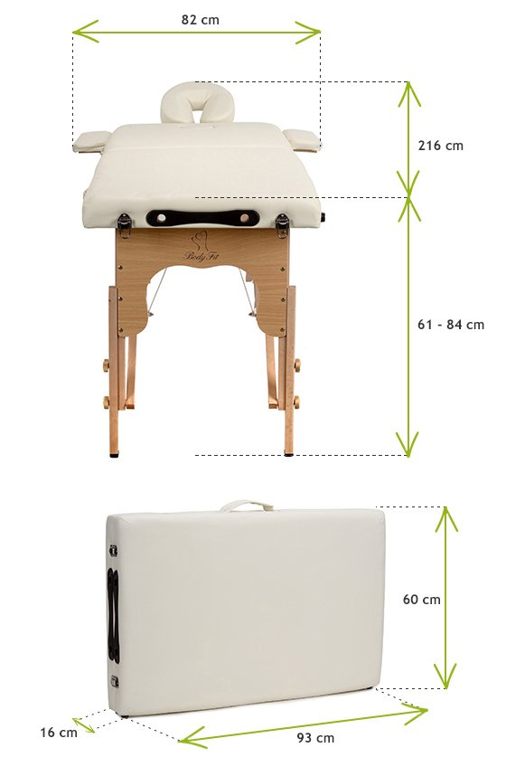 Masa de Masaj idealStore BodyFit Slim, Pliabila, Reglaj pe Inaltime, Piele Ecologica, din 2 Segmente, contine Husa