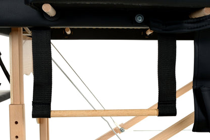 Masa de masaj pliabila idealSTORE, 2 segmente, Inaltime reglabila 62-84 cm, Piele ecologica moale, 2 cotiere laterale, Structura din lemn, Sarcina 250 KG, Rezistenta la uleiuri si apa, Include geanta de transport cadou