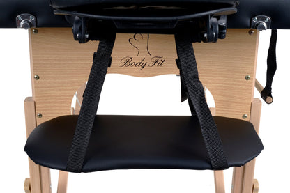 Masa de masaj pliabila idealSTORE, 2 segmente, Inaltime reglabila 62-84 cm, Piele ecologica moale, 2 cotiere laterale, Structura din lemn, Sarcina 250 KG, Rezistenta la uleiuri si apa, Include geanta de transport cadou