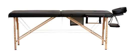 Masa de masaj pliabila idealSTORE, 2 segmente, Inaltime reglabila 62-84 cm, Piele ecologica moale, 2 cotiere laterale, Structura din lemn, Sarcina 250 KG, Rezistenta la uleiuri si apa, Include geanta de transport cadou