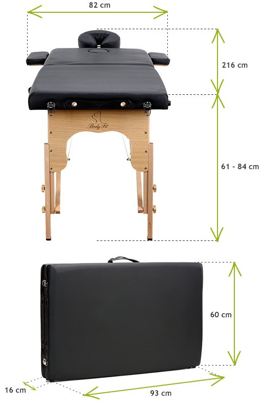 Masa de masaj pliabila idealSTORE, 2 segmente, Inaltime reglabila 62-84 cm, Piele ecologica moale, 2 cotiere laterale, Structura din lemn, Sarcina 250 KG, Rezistenta la uleiuri si apa, Include geanta de transport cadou