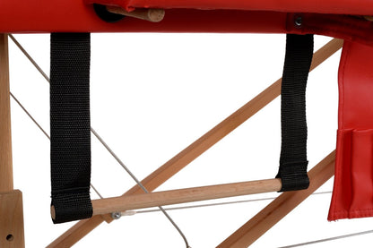 Masa de Masaj Pliabila idealSTORE, 2 Segmente, Inaltime Reglabila 62-84 cm, Piele Ecologica Moale, 2 Cotiere Laterale, Structura din Lemn, Sarcina 250 KG, Rezistenta la Uleiuri si Apa, Include Geanta de Transport Cadou, Rosu Edition