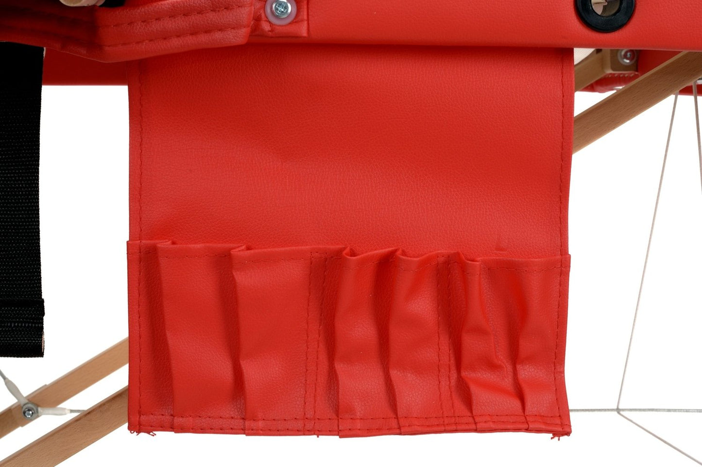 Masa de Masaj Pliabila idealSTORE, 2 Segmente, Inaltime Reglabila 62-84 cm, Piele Ecologica Moale, 2 Cotiere Laterale, Structura din Lemn, Sarcina 250 KG, Rezistenta la Uleiuri si Apa, Include Geanta de Transport Cadou, Rosu Edition