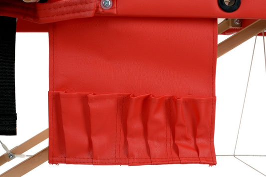 Masa de Masaj Pliabila idealSTORE, 2 Segmente, Inaltime Reglabila 62-84 cm, Piele Ecologica Moale, 2 Cotiere Laterale, Structura din Lemn, Sarcina 250 KG, Rezistenta la Uleiuri si Apa, Include Geanta de Transport Cadou, Rosu Edition