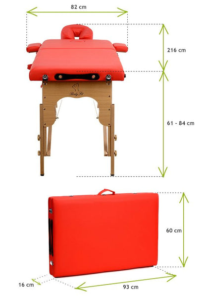Masa de Masaj Pliabila idealSTORE, 2 Segmente, Inaltime Reglabila 62-84 cm, Piele Ecologica Moale, 2 Cotiere Laterale, Structura din Lemn, Sarcina 250 KG, Rezistenta la Uleiuri si Apa, Include Geanta de Transport Cadou, Rosu Edition