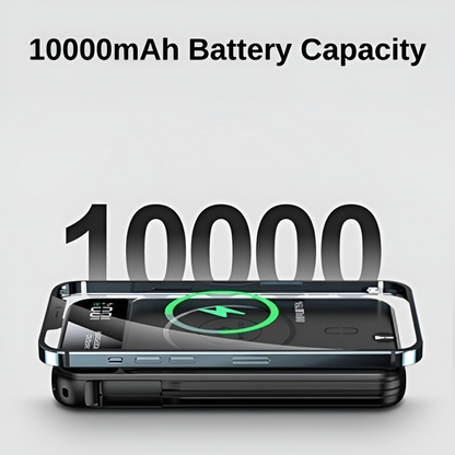 Baterie Externa Travel Battery IdealStore 10000 maH, 4 iesiri, USB tip C, USB tip micro, Incarcare fara fir, Tensiune Iesire 5V-2.1A, Incarcare rapida, Ecran LED, Black