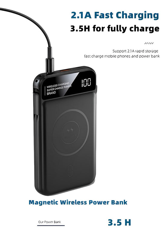 Baterie Externa Travel Battery IdealStore 10000 maH, 4 iesiri, USB tip C, USB tip micro, Incarcare fara fir, Tensiune Iesire 5V-2.1A, Incarcare rapida, Ecran LED, Black