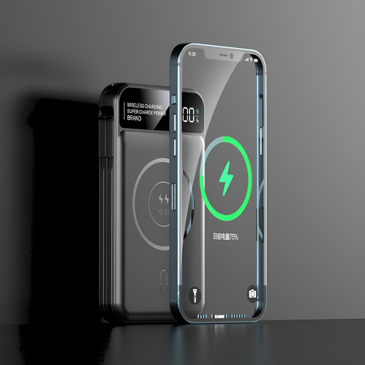 Baterie Externa Travel Battery IdealStore 10000 maH, 4 iesiri, USB tip C, USB tip micro, Incarcare fara fir, Tensiune Iesire 5V-2.1A, Incarcare rapida, Ecran LED, Black