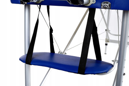 Masa De Masaj Pliabila idealStore, 3 Sectiuni, Inaltime Reglabila 66-87 cm, Piele Ecologica Moale, 2 Cotiere Laterale, Tetiera, Sacrina 250 kg, Structura din Aluminiu, Rezistenta la Uleiuri si Apa, Geanta de Transport