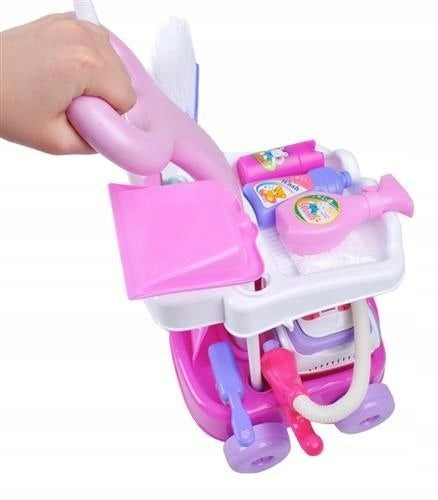 Set de Curatenie Profesional pentru Jucarii idealStore Professional Cleaning, cu Carucior, Aspirator cu Sunet, Perie, Matura, Mop, Burete, Dezvolta Abilitatile Manuale