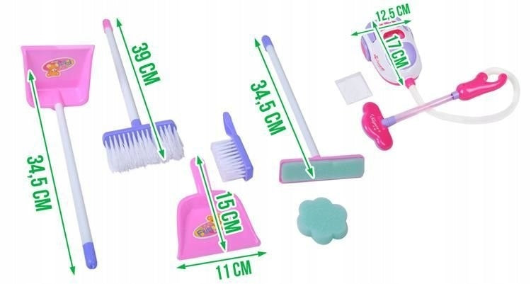 Set de Curatenie Profesional pentru Jucarii idealStore Professional Cleaning, cu Carucior, Aspirator cu Sunet, Perie, Matura, Mop, Burete, Dezvolta Abilitatile Manuale