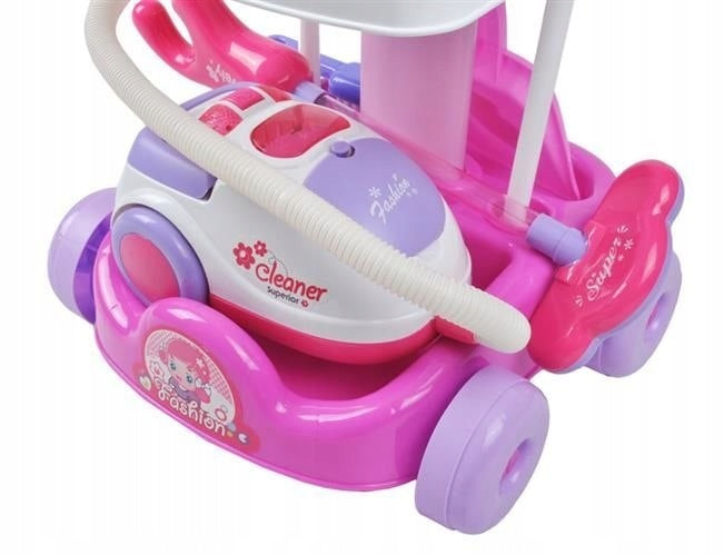 Set de Curatenie Profesional pentru Jucarii idealStore Professional Cleaning, cu Carucior, Aspirator cu Sunet, Perie, Matura, Mop, Burete, Dezvolta Abilitatile Manuale