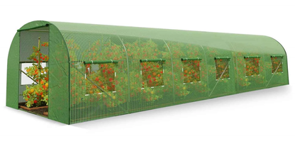 Sera Tunel idealSTORE 18 m, Cadru din Otel, 6 ferestre pe fiecare Latura, Plasa Anti Daunatori, 2 Usi, Deschidere cu Fermoar, Folie PE 140 g/m2 rezistenta la UV, Dimensiuni 600x300x200 cm, Snur sisal Gratuit