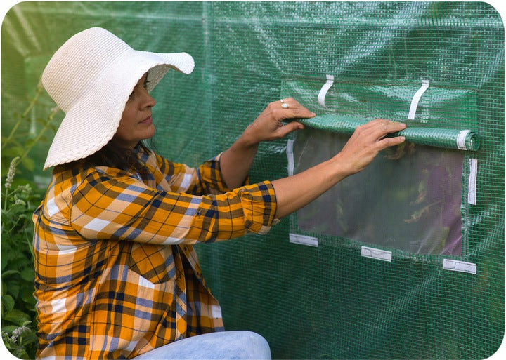 Sera Tunel idealSTORE 18 m, Cadru din Otel, 6 ferestre pe fiecare Latura, Plasa Anti Daunatori, 2 Usi, Deschidere cu Fermoar, Folie PE 140 g/m2 rezistenta la UV, Dimensiuni 600x300x200 cm, Snur sisal Gratuit