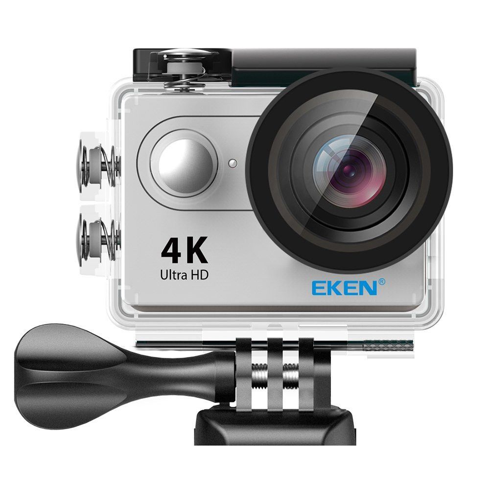 Camera video super sport Eken Ultra HD 4K 170 grade, Subacvatica 30 m, Wi-Fi Hotspot, Kit accesorii sport, HDMI, 2-inch, Silver+ Telecomanda Cadou