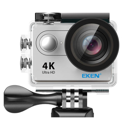Camera video super sport Eken Ultra HD 4K 170 grade, Subacvatica 30 m, Wi-Fi Hotspot, Kit accesorii sport, HDMI, 2-inch, Silver+ Telecomanda Cadou