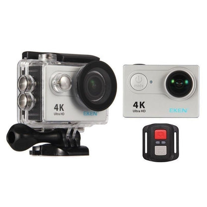 Camera video super sport Eken Ultra HD 4K 170 grade, Subacvatica 30 m, Wi-Fi Hotspot, Kit accesorii sport, HDMI, 2-inch, Silver+ Telecomanda Cadou