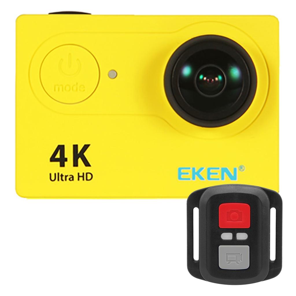Camera video super sport Eken Ultra HD 4K 170 grade, Subacvatica 30 m, Wi-Fi Hotspot, Kit accesorii sport, HDMI, 2-inch, Yellow+ Telecomanda Cadou