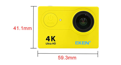 Camera video super sport Eken Ultra HD 4K 170 grade, Subacvatica 30 m, Wi-Fi Hotspot, Kit accesorii sport, HDMI, 2-inch, Yellow+ Telecomanda Cadou