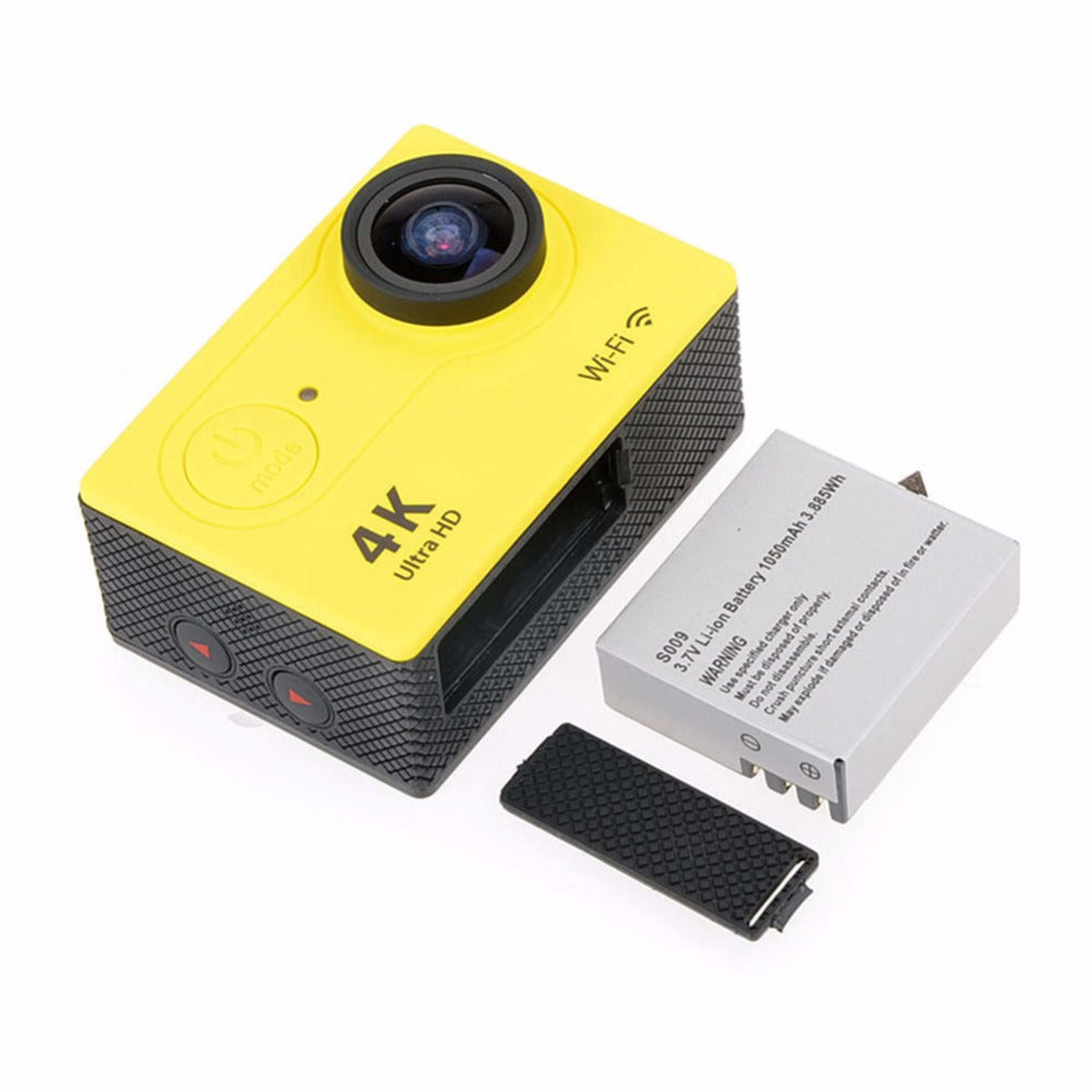 Camera video super sport Eken Ultra HD 4K 170 grade, Subacvatica 30 m, Wi-Fi Hotspot, Kit accesorii sport, HDMI, 2-inch, Yellow+ Telecomanda Cadou