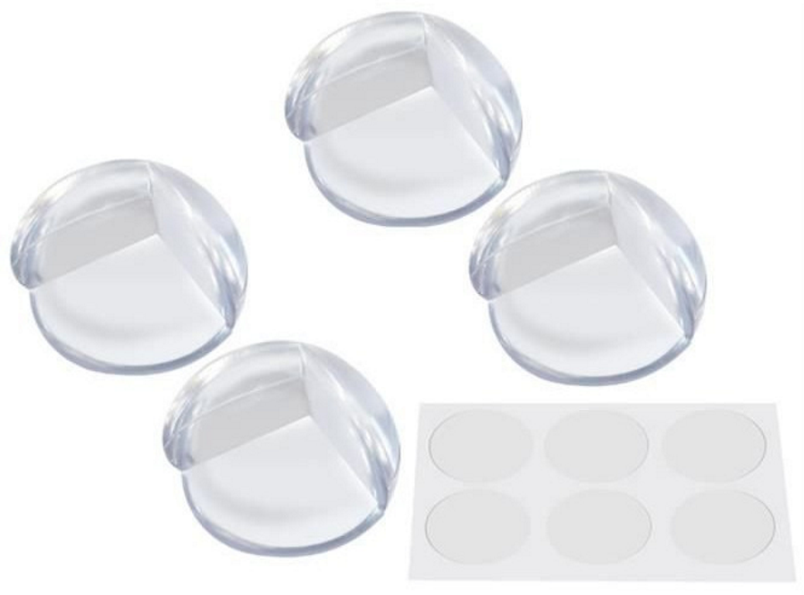 Set 4 Protectii Colturi idealStore SafetyConer, pentru Protectia Colturilor Meselor, Dulapurilor, Paturilor, Usor de Montat si Curatat, Transparente