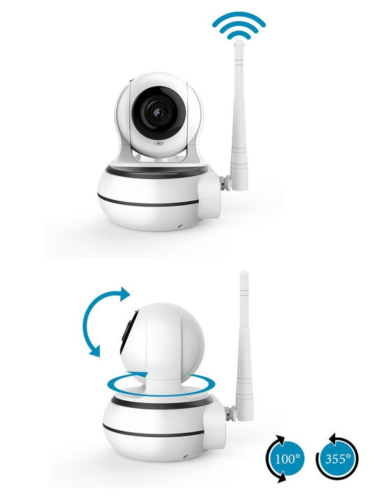 Camera Ilumen X3 IdealStore pentru bebelusi , Vizualizare 360 , conexiune la internet/wifi , cu senzor de miscare, conectivitate prin aplicatie pentru Android sau IOS,3 utilizatori, Alb