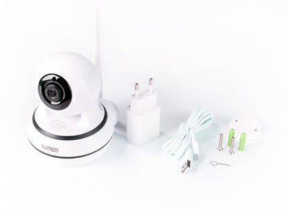 Camera Ilumen X3 IdealStore pentru bebelusi , Vizualizare 360 , conexiune la internet/wifi , cu senzor de miscare, conectivitate prin aplicatie pentru Android sau IOS,3 utilizatori, Alb