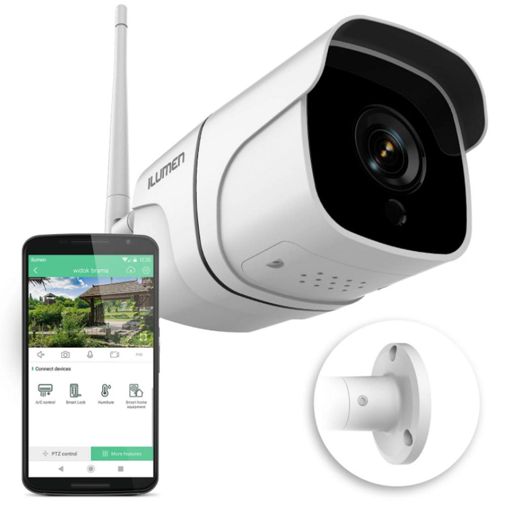 Camera de Supraveghere pentru Exterior Ilumen Cam-X5 IdealStore, WiFi FullHD, 2Mpx 1080p, Senzor de Miscare, Night Mode, Control prin Smartphone, Rezistenta la temperaturi inalte dar si scazute