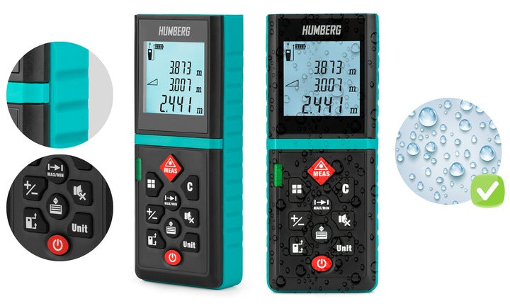 Telemetru Laser X Ray idealStore, Ecran Luminat, Impermeabil, Interval de Masurare 0.2-100m, Precizie +/- 1.5mm, Dioda Laser 670 nm, Masoara Distanta, Volumul si Suprafata, Ultra-Rezistent