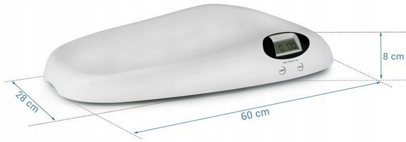 Cantar electronic pentru bebelusi idealSTORE, Forma ergonomica, Structura stabila, Ecran LCD, Blocarea rezultatului cantarii, memoria ultimei masuratori, Sarcina 20 kg