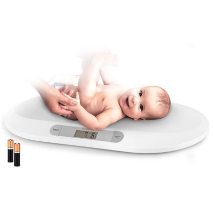 Cantar electronic pentru bebelusi idealStore BabyScale, Forma Ergonomica, Cantarire in pozitie Culcata, Greutate maxima 20 Kg, Culoare Alb
