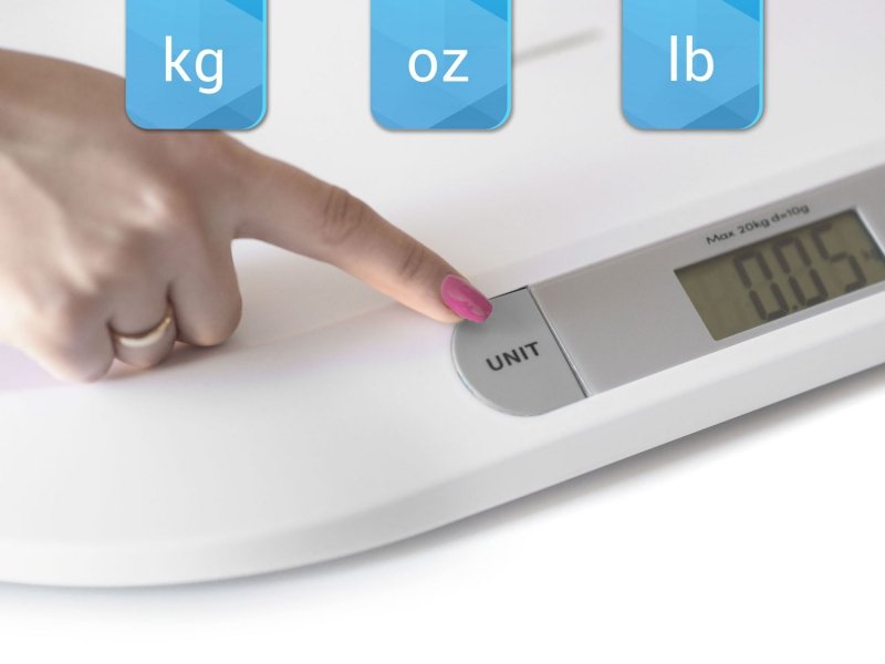 Cantar electronic pentru bebelusi idealStore BabyScale, Forma Ergonomica, Cantarire in pozitie Culcata, Greutate maxima 20 Kg, Culoare Alb