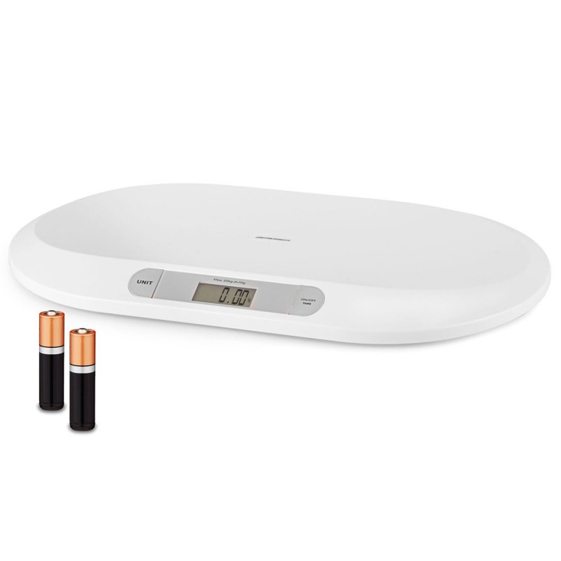Cantar electronic pentru bebelusi idealStore BabyScale, Ergonomic, Cantarire in pozitie Culcat, Greutate maxima 20 Kg, Culoare Alb Perlat