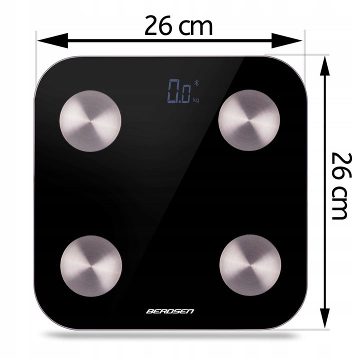 Cantar Corporal Profesional idealStore ProfiBerd, Conectare prin Bluetooth, 10 Functii Analitice, Greutate Maxima 180 Kg, Indice Masa Corporala, Cantitate Tesut Adipos si Masa Musculara, Consumul de Calorii, Cantitate tesut Osos