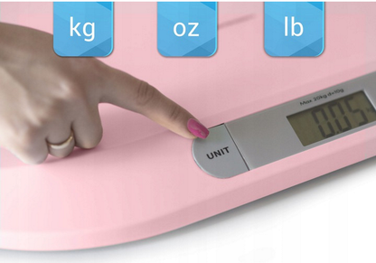 Cantar electronic pentru bebelusi idealStore BabyScale, Ergonomic, Cantarire in pozitie Culcat, Greutate maxima 20 Kg, Culoare Roz