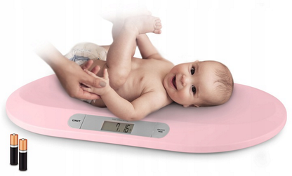 Cantar electronic pentru bebelusi idealStore BabyScale, Ergonomic, Cantarire in pozitie Culcat, Greutate maxima 20 Kg, Culoare Roz