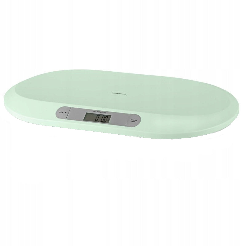 Cantar electronic pentru bebelusi idealStore BabyScale, Forma Ergonomica, Cantarire in pozitie Culcata, Greutate maxima 20 Kg, Culoare Menta