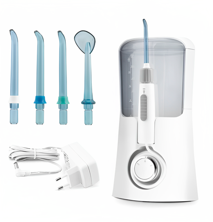 Irigator dentar stationar IdealStore profesional, 110 PSI, 4 capete interschimbabile, 3 moduri de operare cu 5 nivele de presiune fiecare si rezervor de 600ml