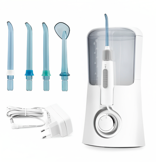 Irigator dentar stationar IdealStore profesional, 110 PSI, 4 capete interschimbabile, 3 moduri de operare cu 5 nivele de presiune fiecare si rezervor de 600ml