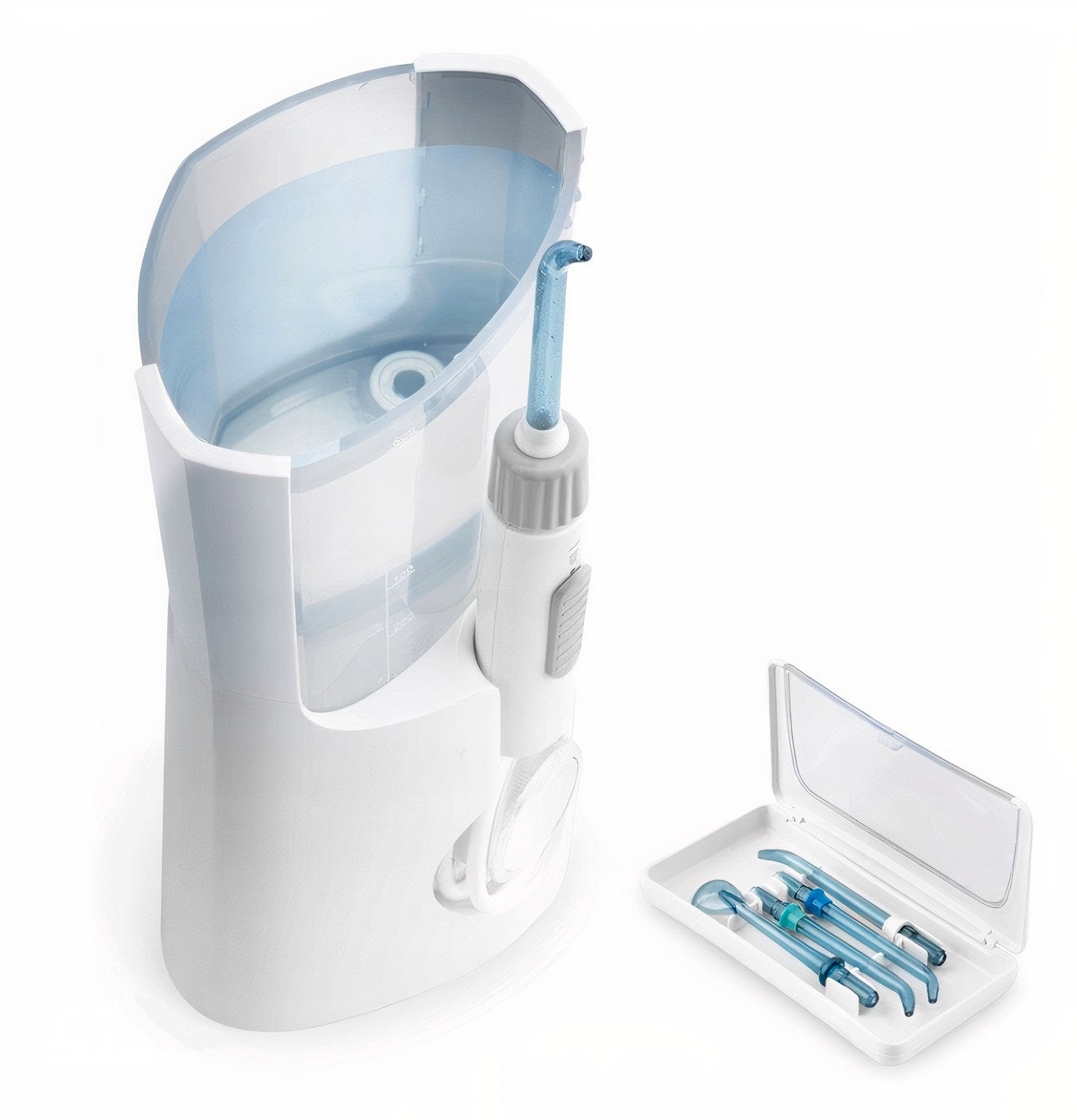 Irigator dentar stationar IdealStore profesional, 110 PSI, 4 capete interschimbabile, 3 moduri de operare cu 5 nivele de presiune fiecare si rezervor de 600ml