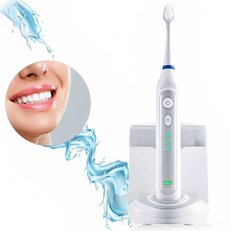 Periuta de dinti electrica IdealStore, 40.000 rotatii/min, lampa UV pentru curatarea capetelor rotative dupa utilizare, incarcare prin inductie, 3 programe de functionare, 5 capete incluse si statie de incarcare cu spatiu de depozitare a accesoriilor