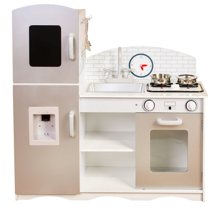 Bucatarie din Lemn Premium idealSTORE KITCHEN JUNIOR NATUR COLLECTION, Dimensiuni 92 x 30 x 86 cm, Utiliata si echipata complet cu Accesorii specifice, De dragul calitatii si sigurantei, jucaria este fabricata din materiale special concepute pentru copiii