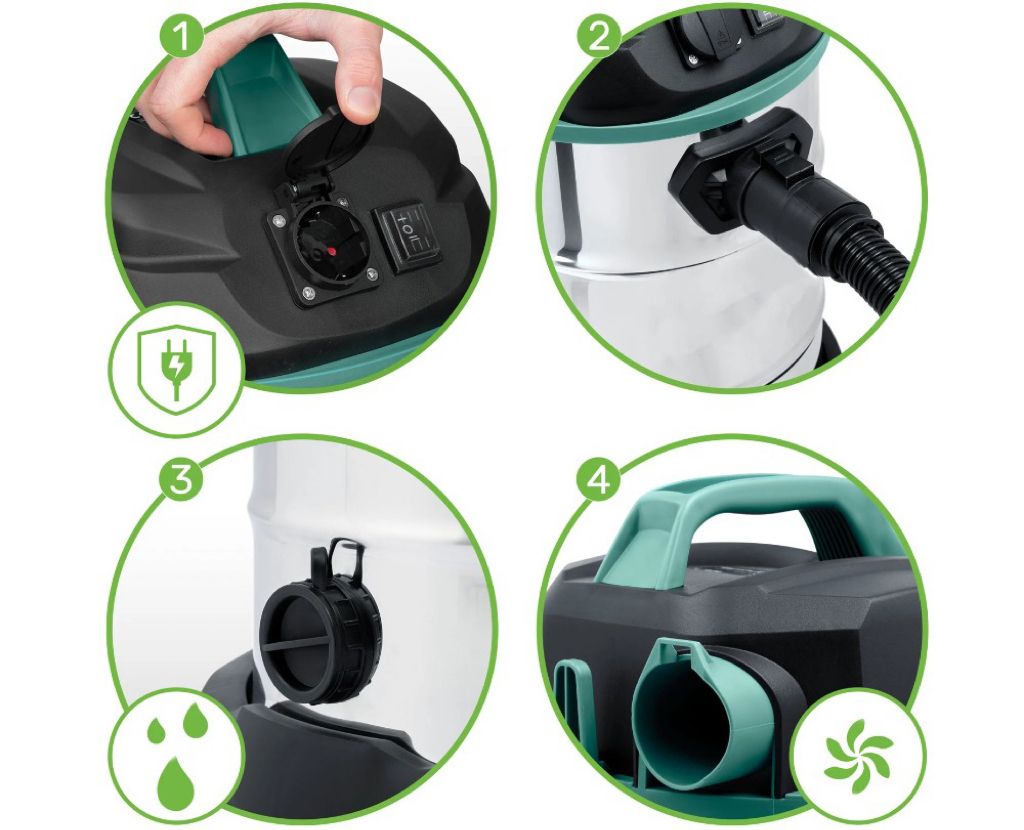 Aspirator Multifunctional SUPERMAX IdealStore, Capacitate 30L, Putere 3600W, Aspira atat pe suprafata uscata cat si pe cea umeda, Contine multiple accesorii pentru curatat