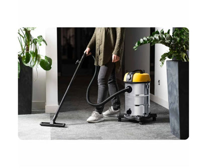 Aspirator Multifunctional SUPERCLEAN IdealStore, Capacitate 30L, Putere 1300W, Aspira atat pe suprafata uscata cat si pe cea umeda, Contine multiple accesorii pentru curatat