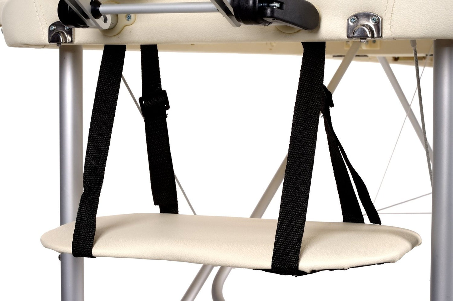 Masa De Masaj Pliabila idealStore, 3 Sectiuni, Inaltime Reglabila 65-87 cm, Piele Ecologica Moale, 2 Cotiere Laterale, Tetiera, Sacrina 250 kg, Structura din Aluminiu, Rezistenta la Uleiuri si Apa, Geanta de Transport, Crem