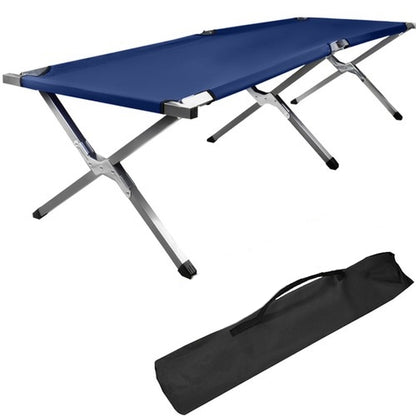 Pat campanie idealStore cu husa de transport, robust, stabil, pliabil, confortabil si usor de transportat, culoare albastru