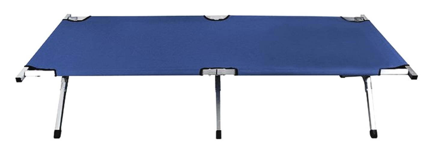 Pat campanie idealStore cu husa de transport, robust, stabil, pliabil, confortabil si usor de transportat, culoare albastru