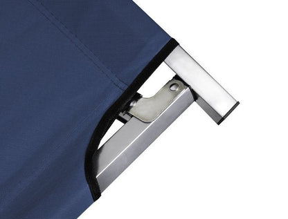 Pat campanie idealStore cu husa de transport, robust, stabil, pliabil, confortabil si usor de transportat, culoare albastru