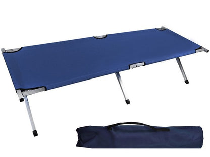 Pat campanie idealStore cu husa de transport, robust, stabil, pliabil, confortabil si usor de transportat, culoare albastru